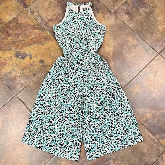 Vince Camuto Sleeveless High Neck Tie Waist Capri Jumpsuit 4 - Picture 6 of 16